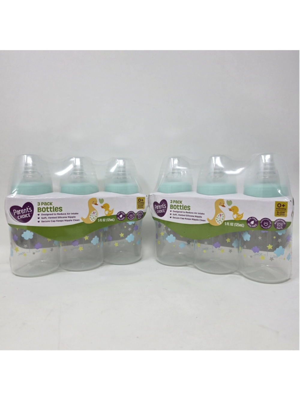 Parents Choice 2x 3 Pack Baby Bottles 5 Oz-New 0+ Slow Flow Newborn